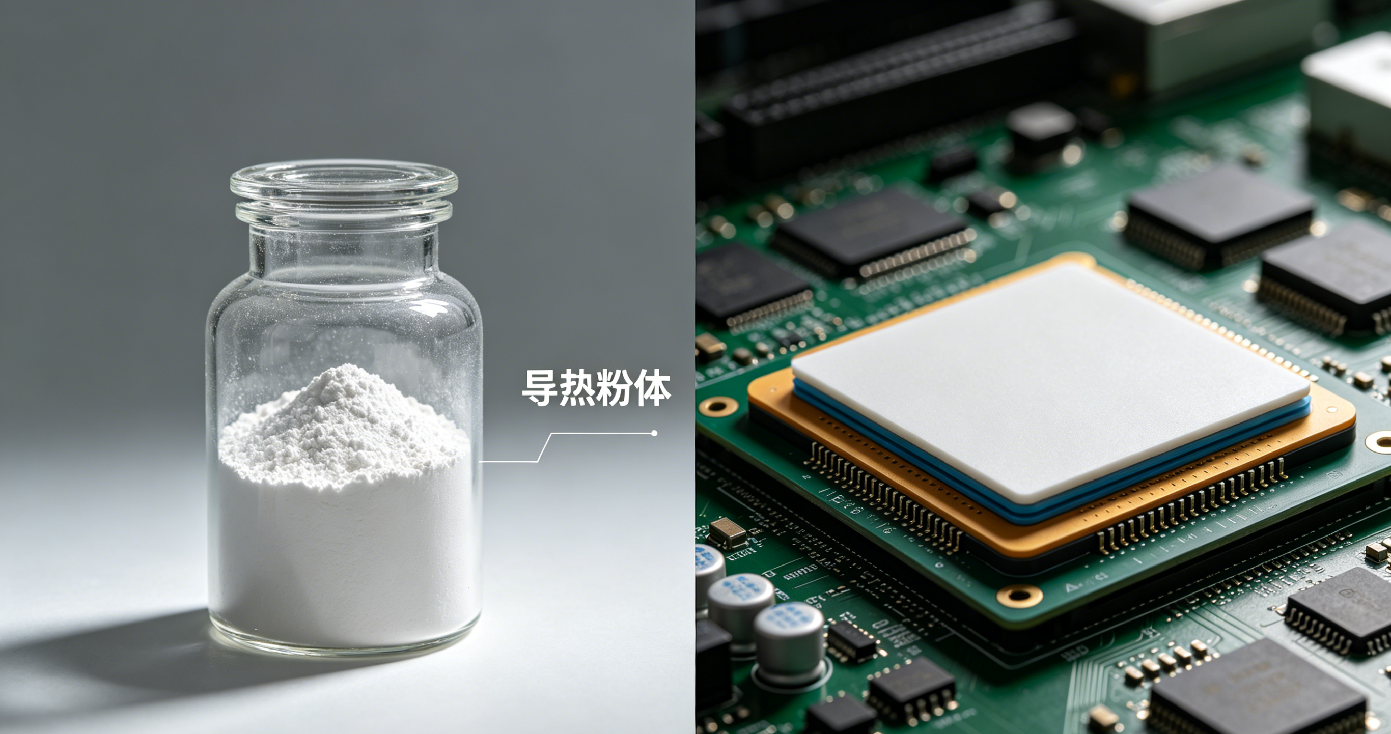 导热粉体产品实拍与应用示意